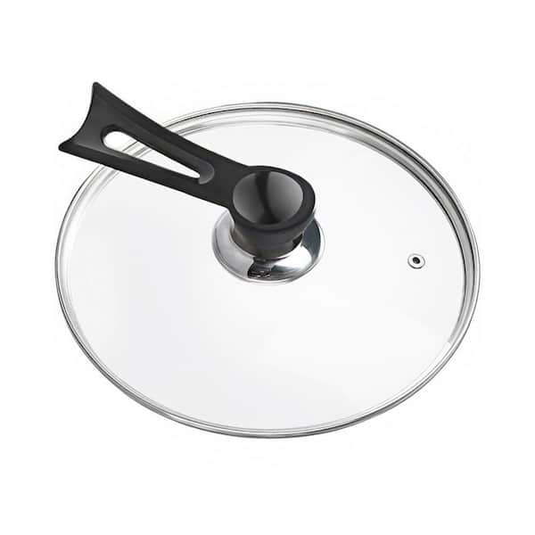 Tempered Glass Lid Set Clear Finish Stainless Steel Steam Vent Self-Standing Versatile Kitchen Cover