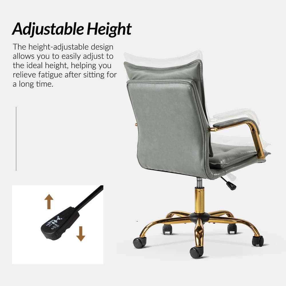 Patrizia Contemporary Task Chair Office Swivel Ergonomic Upholstered Chair with Tufted Back - Thumbnail 2