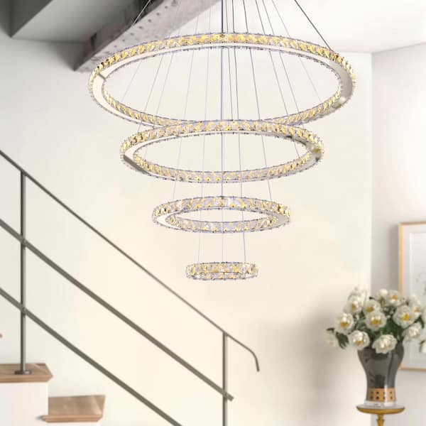 aiwen 120-Watt 4-Light Integrated LED Unique Tiered Circular Chandelier  WS-2028G-2468 - The Home Depot