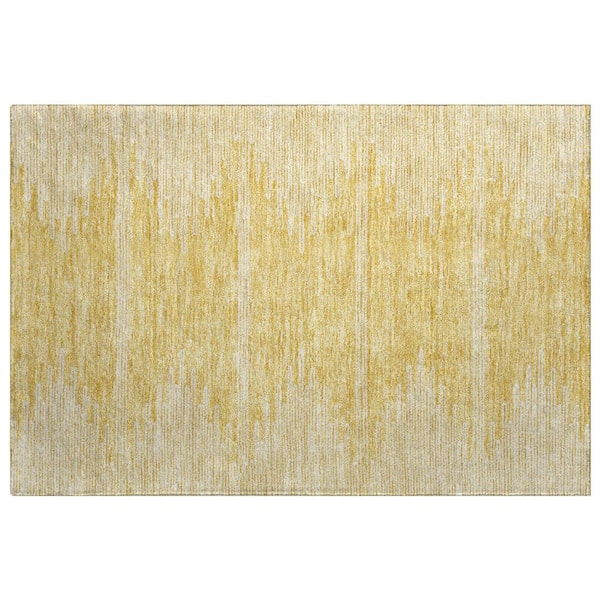 Dream Shag Premium Machine Washable Abstract ADS647 Gold 2 ft. x 3 ft. Accent Rug