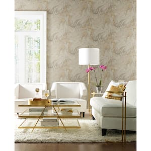 Mink Metallic Oil and Marble Paper Unpasted Wallpaper (21 in. x 33 ft.)