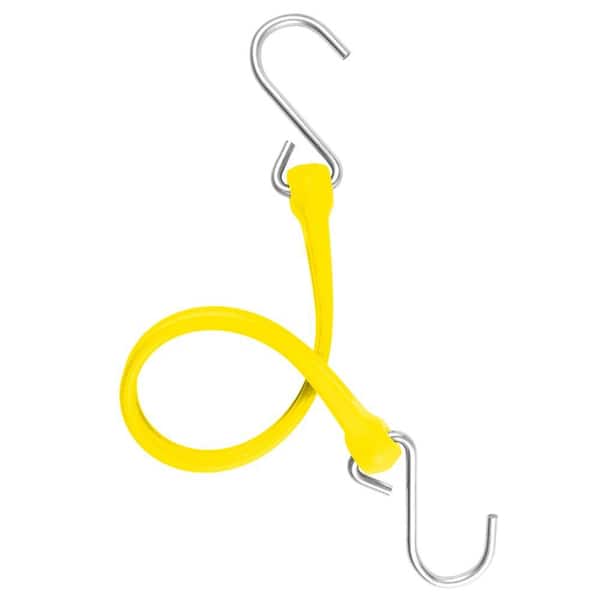 The Perfect Bungee 13 in. EZ-Stretch Polyurethane Bungee Strap with Stainless Steel S-Hooks (Overall Length: 18 in.) in Yellow