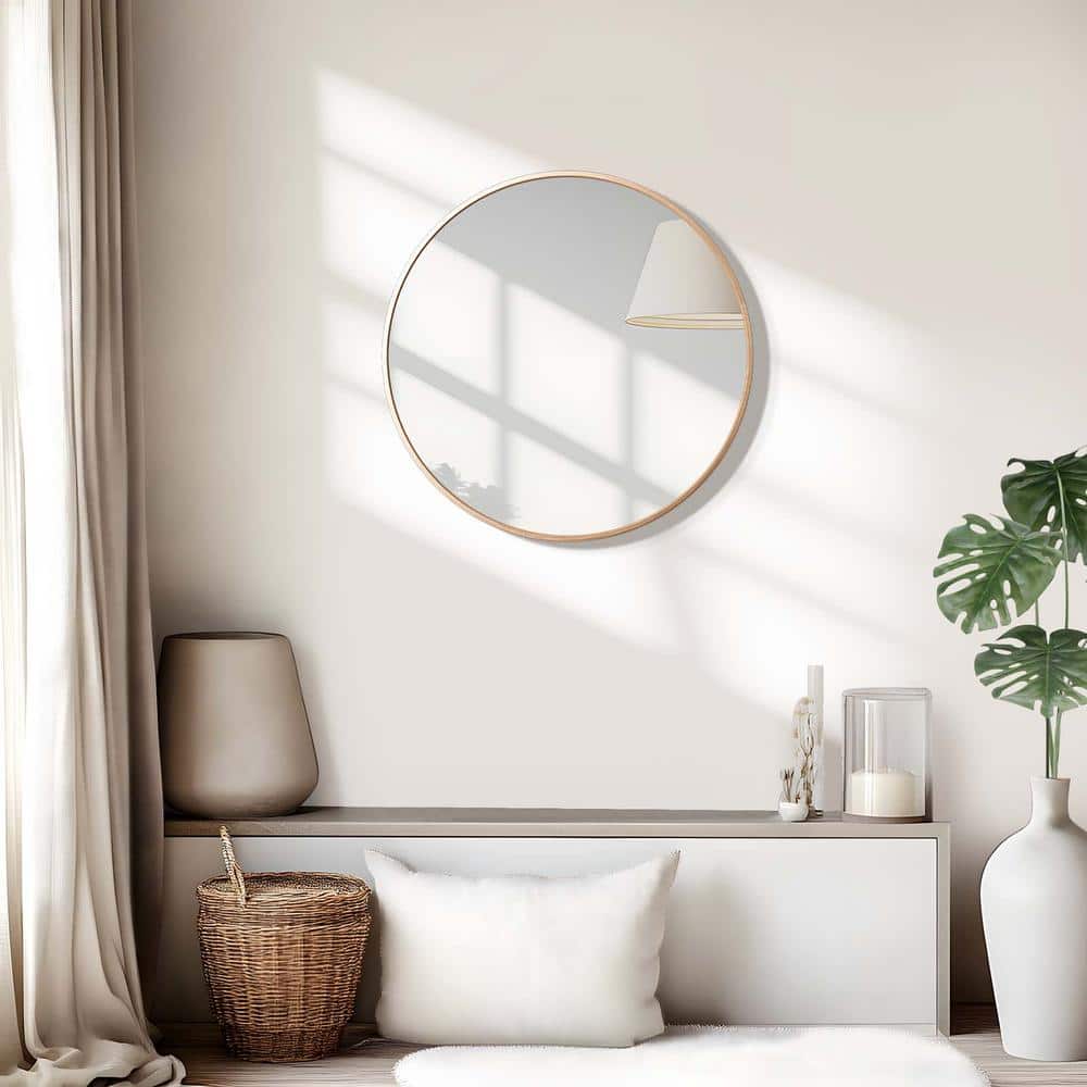 Gold 24 in. W x 24 in. H Round Metal Framed Mirror, Bathroom Mirror Vanity 