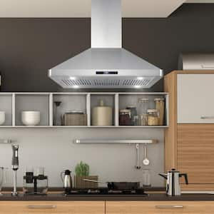 36 in. Ductless Island Range Hood with LED Lighting and Permanent Filters in Stainless Steel