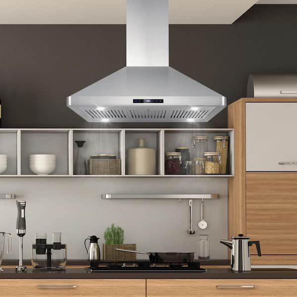 36 in. Lumin Collection 380 CFM Ductless Island Range Hood, Soft Touch Controls, LED Lights, Stainless Steel