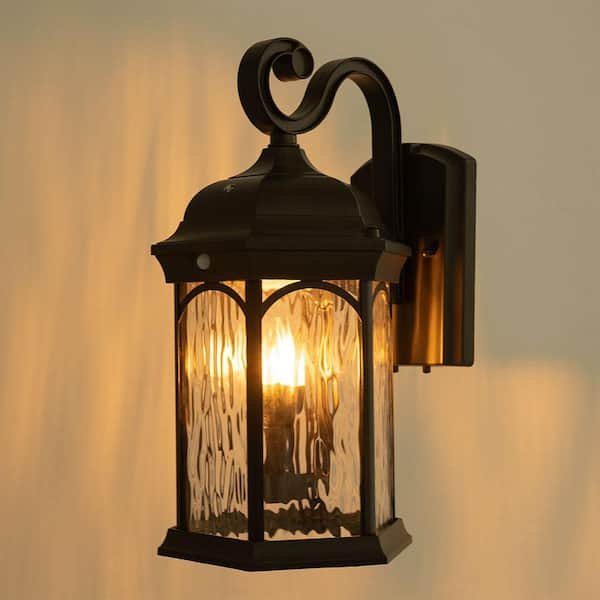 Small Rustic Brown Indoor/Outdoor FireGlow Hurricane Lantern with Dimmer  Switch - 4 Lanterns 