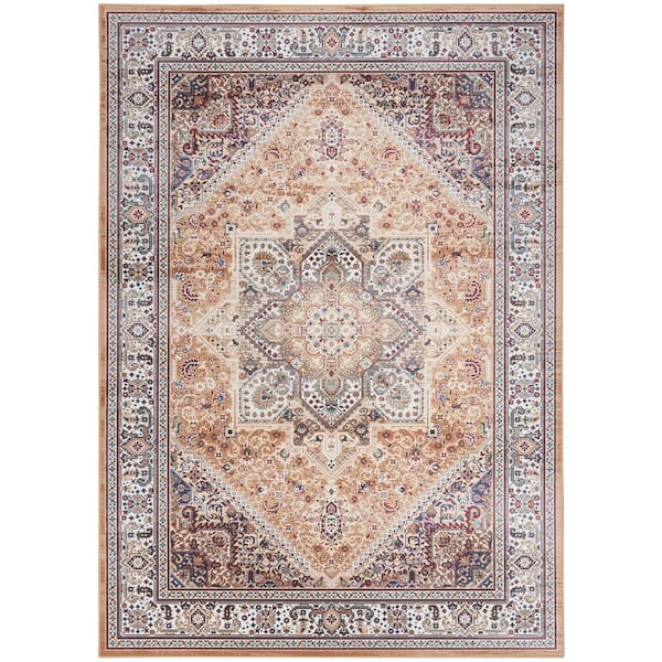 Nourison Vintage Home Gold 6 ft. x 9 ft. Center medallion Traditional Area Rug