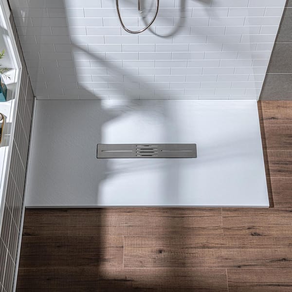 WOODBRIDGE 36 in. L x 36 in. W Alcove Solid Surface Shower Pan