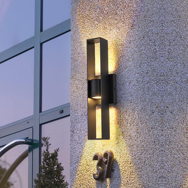 Barry 2-Light Black Integrated LED Outdoor Wall Sconce