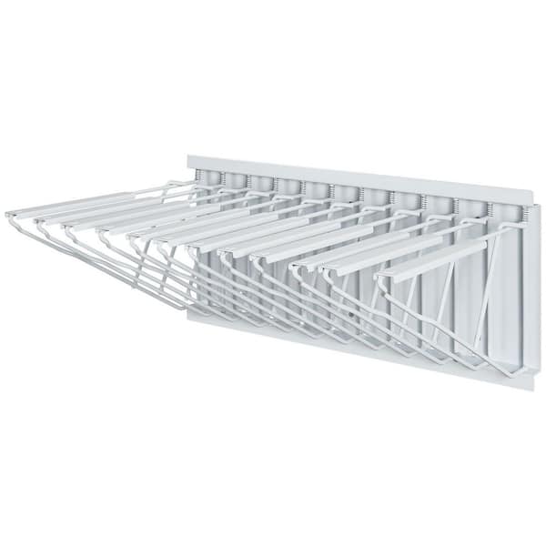 SKYSHALO Wall Mount Blueprint Storage Rack - Holds up to 1200 Blueprints, Hanging Blueprint Holder with 12 Pivot Brackets White