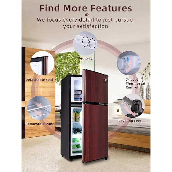 KRIB BLING Mini Fridge 3.5 Cu.Ft Compact Refrigerator Small Refrigerator 7  Level Adjustable Thermostat Removable Shelves with Stainless Steel 2 door