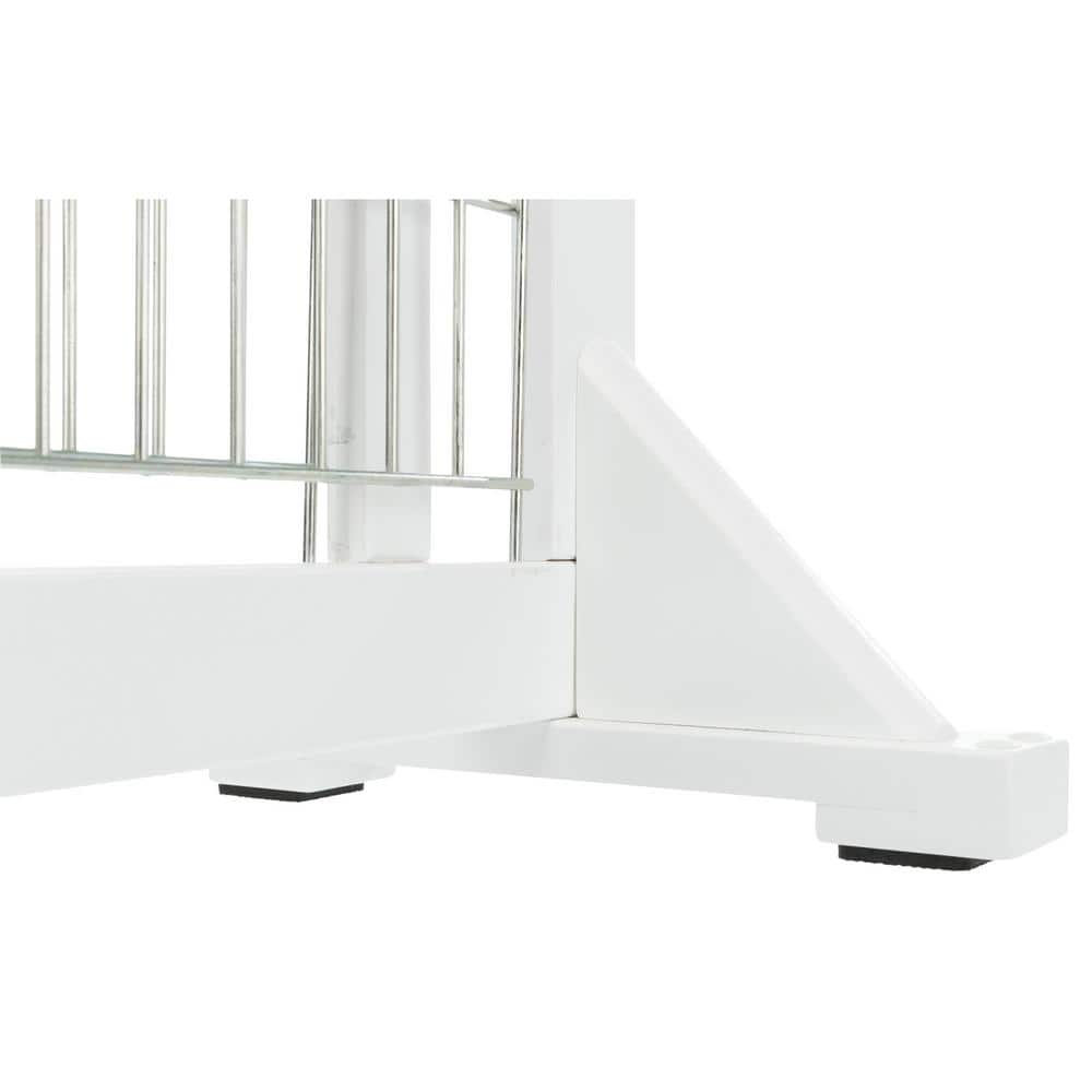 Adjustable White Wood and Metal Freestanding Pet Gate