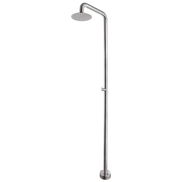 Outdoor Exposed 92 in. H Shower Faucet Single Level Handle Freestanding Tub Faucet Floor Mount in Brushed Nickel
