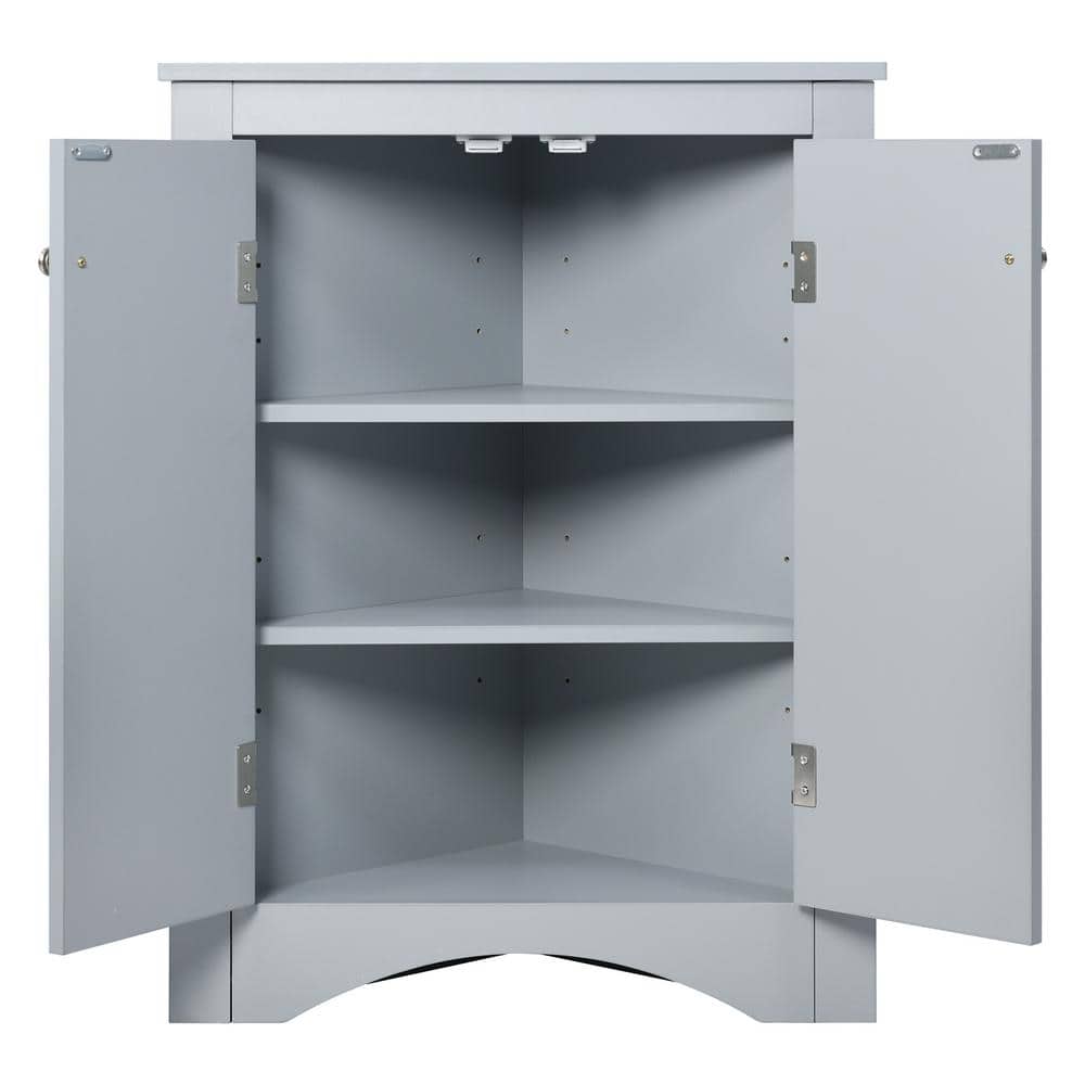 23.6 in. W x 17.2 in. D x 31.5 in. H Blue MDF Freestanding Triangle Bathroo
