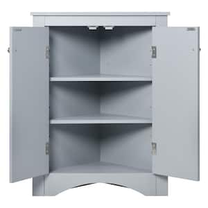 23.6 in. W x 17.2 in. D x 31.5 in. H Blue MDF Freestanding Triangle Bathroom Storage Linen Cabinet, Adjustable Shelves