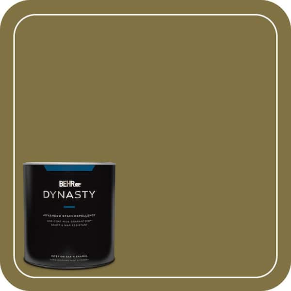 BEHR DYNASTY 1 qt. #S-H-390 Italian Olive Satin Enamel Interior Stain-Blocking Paint and Primer