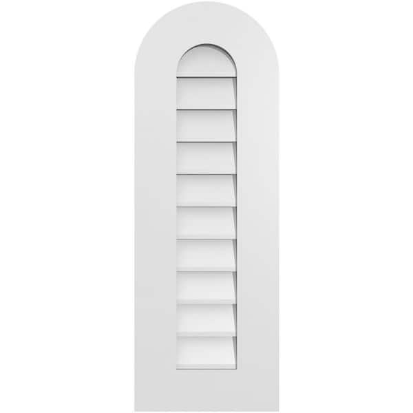 Ekena Millwork 12 in. x 34 in. Round Top Surface Mount PVC Gable Vent: Decorative with Standard Frame