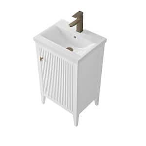 20 in. W x 15.7 in D x 34 in. H Single Sink Bath Vanity Cabinet in Linear White with Ceramic Top