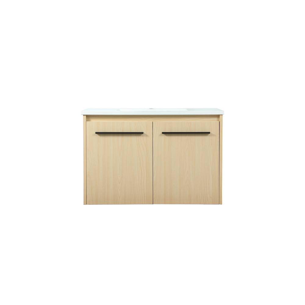Timeless Home 30 in. W Single Bath Vanity in Maple with Engineered Stone Va