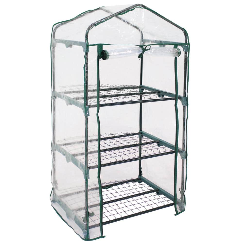 Sunnydaze Decor Sunnydaze ft. in. x ft. in. x ft. in. Portable  3-Tier Mini Greenhouse for Outdoors Clear HGH-918 The Home Depot