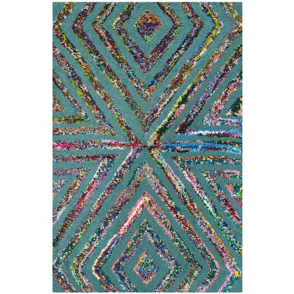 SAFAVIEH Nantucket Blue Doormat 2 ft. x 3 ft. Geometric Area Rug