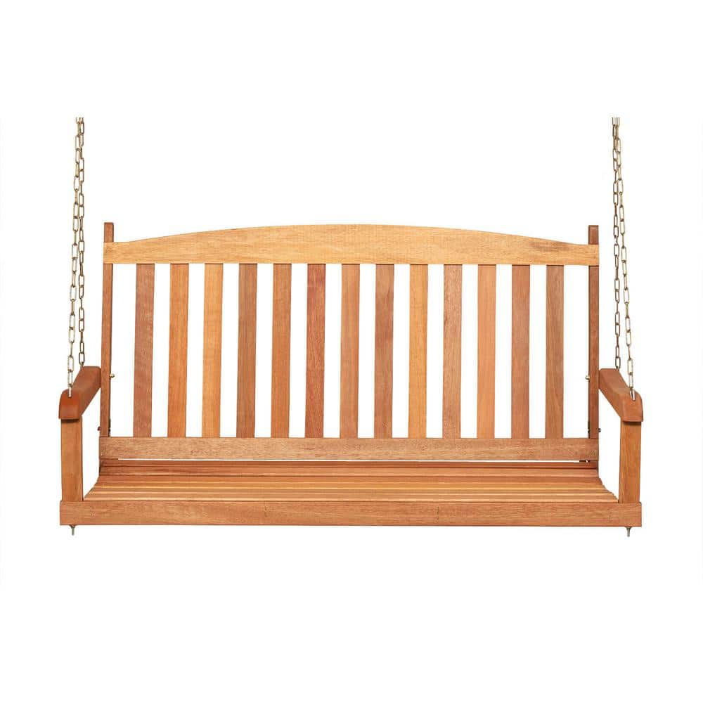 JACKPOST Outdoor Hardwood Porch Swing with Chains H37HB The Home Depot