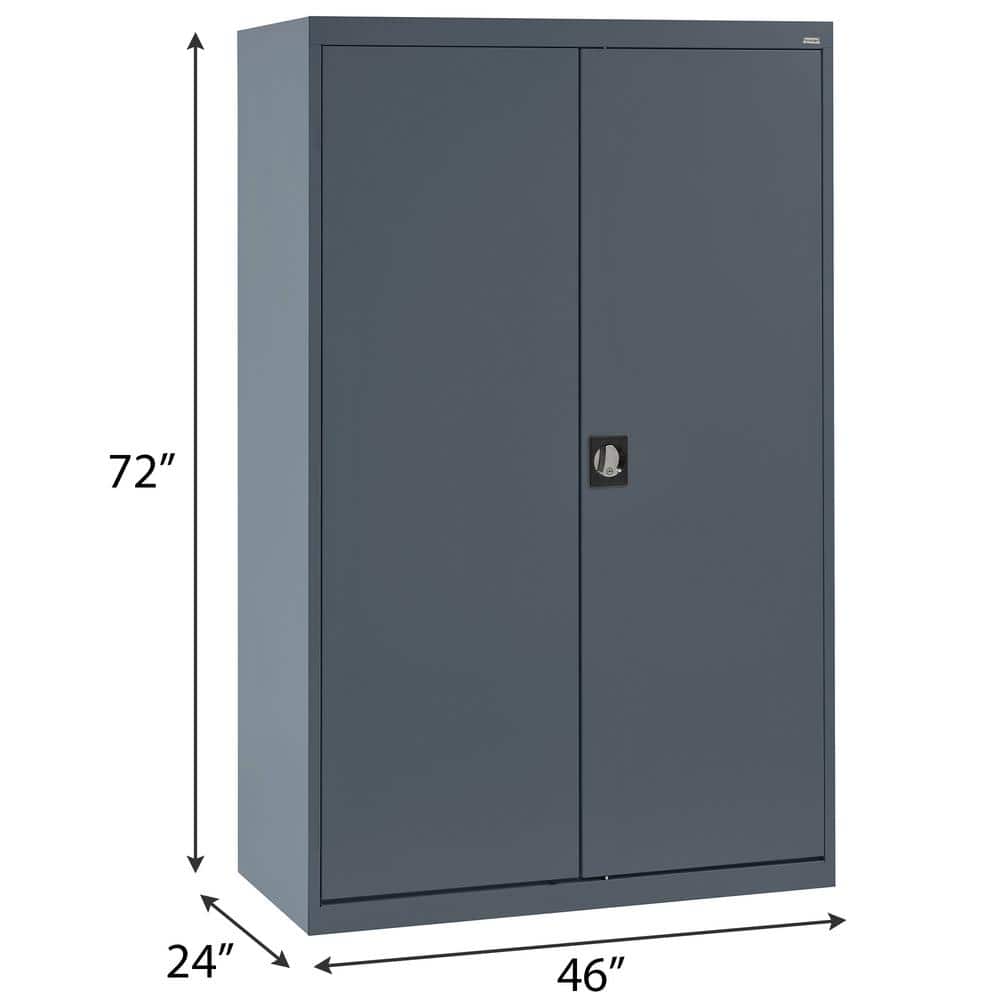 Gray Steel Freestanding Lockable Office Cabinet with Adjustable Shelving
