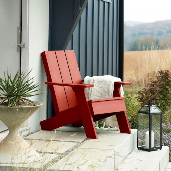 Highwood Italica Modern Recycled Plastic Rustic Red Adirondack Chair