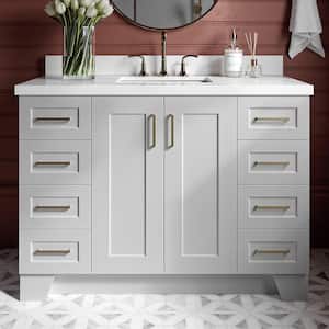 Taylor 49 in. W x 22 in. D x 36 in. H Freestanding Bath Vanity in Grey with Pure White Quartz Top