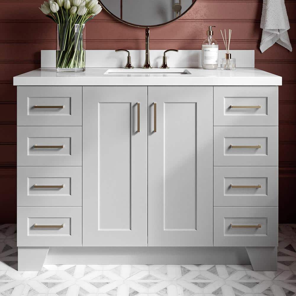 Taylor 48'' Gray Freestanding Bathroom Vanity with Brass Hardware