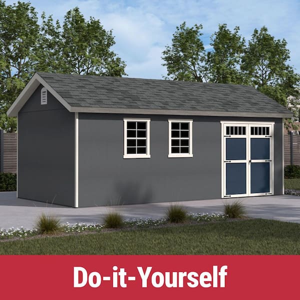 DIY Beachwood 20 ft. x 10 ft Wooden Outdoor Storage Garden Shed with Floor Windows, and Double Door (200 sq. ft. )