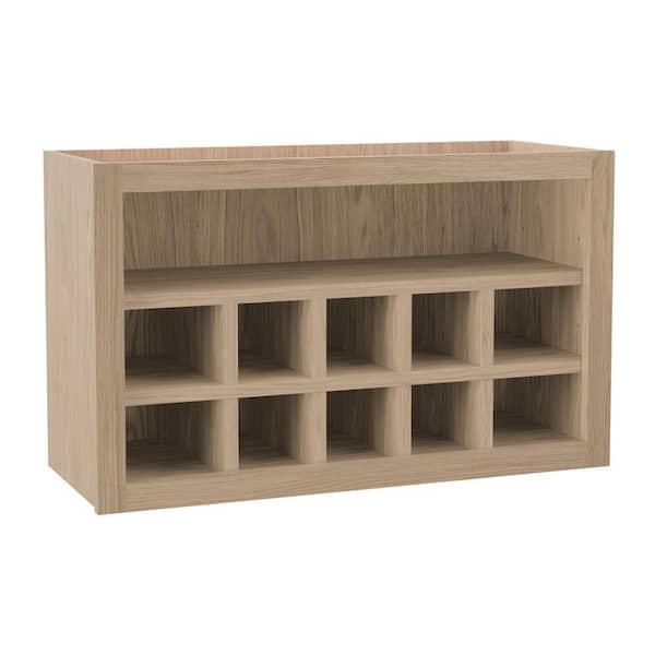 Hampton Bay Sinclair 30 in. W x 12 in. D x 18 in. H Assembled Wall Flex Shelving or Cube Cabinet in Shaker Light Oak