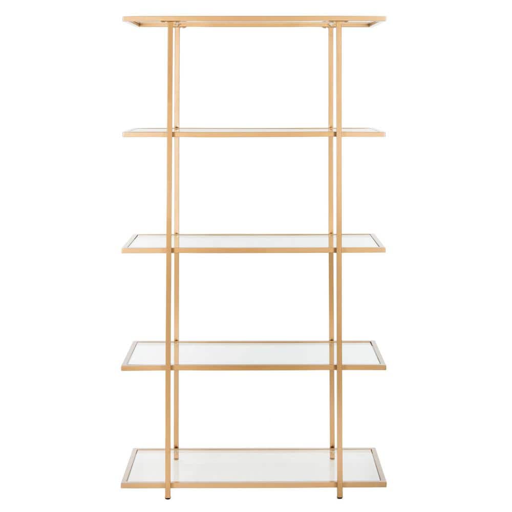 Francis 5-Tier Gold and Clear Glass Etagere
