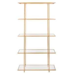 72 in. Gold/Clear Metal 5-shelf Etagere Bookcase with Open Back
