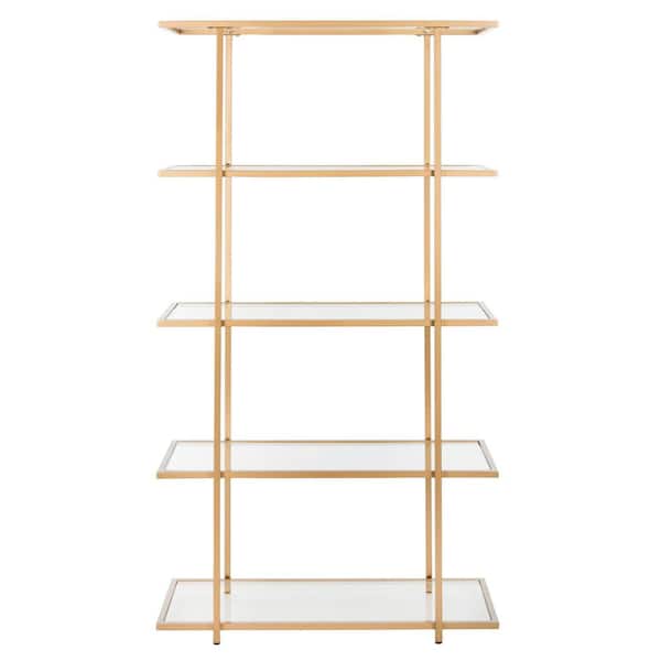 SAFAVIEH Francis 72 in. Gold/Clear Metal 5-shelf Bookcase