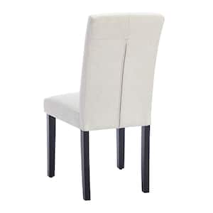 Upholstered Dining Chairs Set, Modern Fabric and Solid Wood Legs and High Back for Kitchen/Living Room, Beige Set of 6