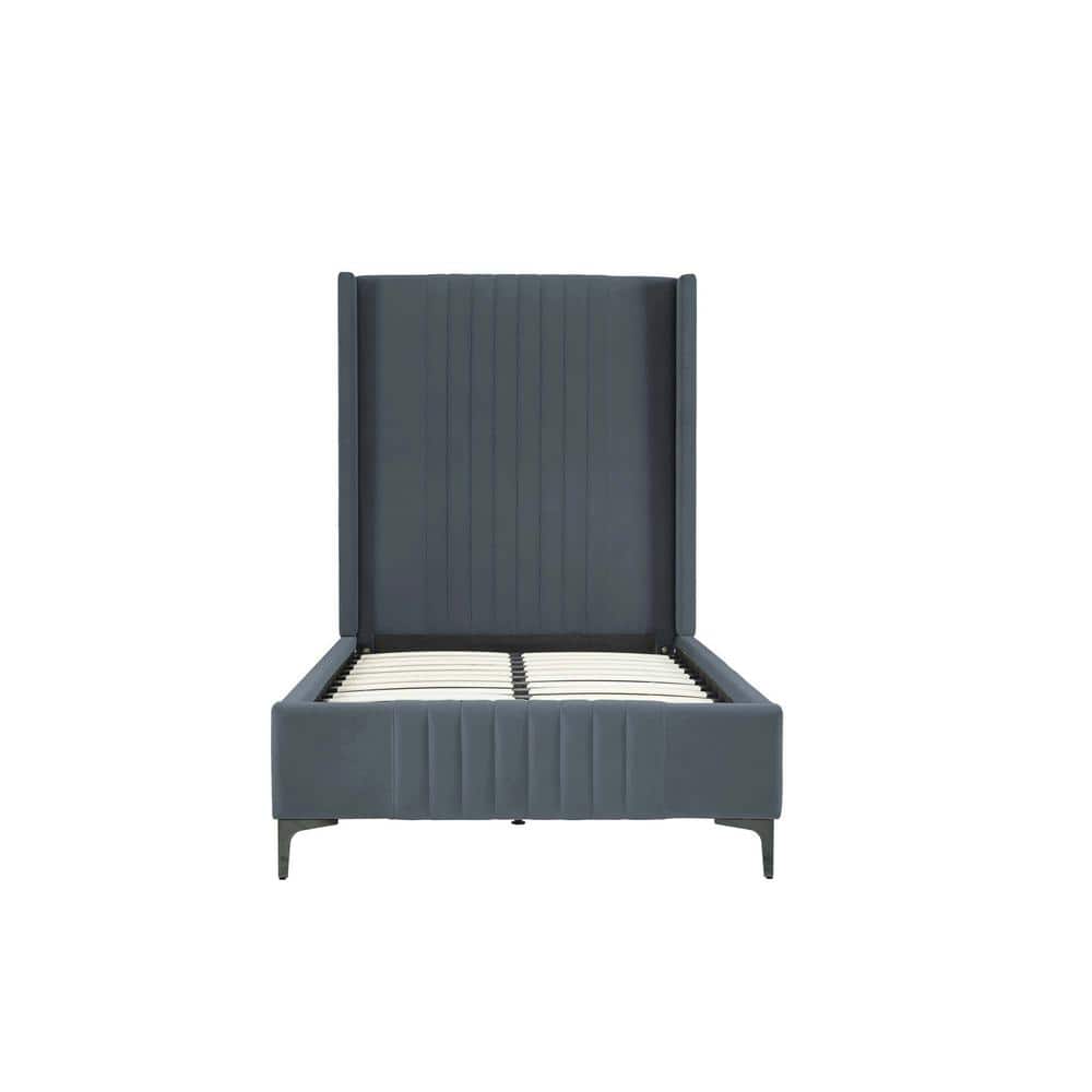 Promenade Gray Mid-Century Modern Velvet Upholstered Wood Frame Twin-Size Platform Bed price history on PriceWatchPro