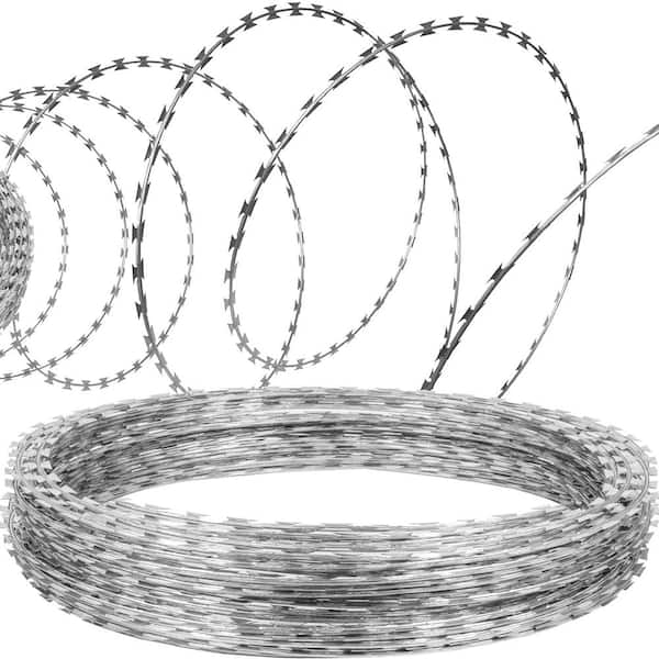 AOPSPS Razor Wires, 98 ft. Razor Barbed Wire, Razor Ribbon Barbed Wire Galvanized Razor Wire Fencefor Garden