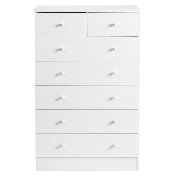 White 7-Drawer 25. 98 in. Wide Chest of Drawers