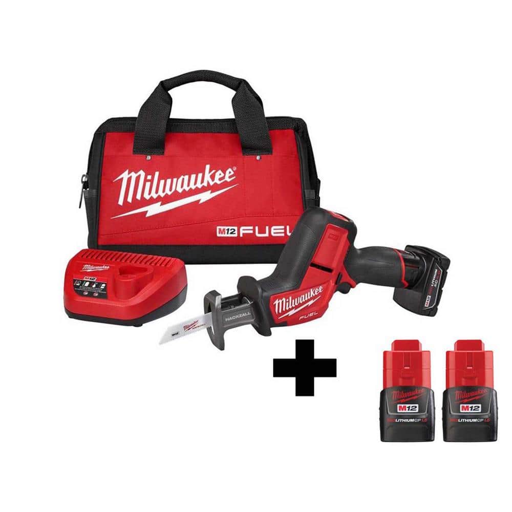 Milwaukee M12 FUEL 12V Lithium-Ion Brushless Cordless HACKZALL Reciprocating Saw Kit With Two Free M12 1.5Ah Batteries -  2520-21XC-48-1
