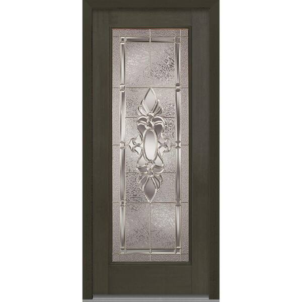 MMI Door 36 in. x 80 in. Heirloom Master Decorative Glass Full Lite Finished Mahogany Fiberglass Prehung Front Door