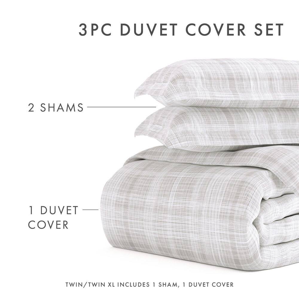 Gray Twin/Twin XL Microfiber Thatch Pattern Duvet Cover Set