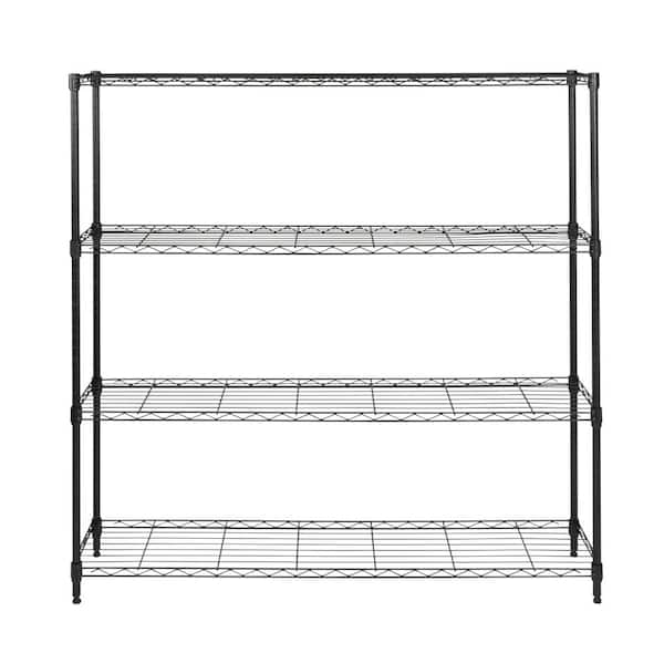 Unbranded Honey Can Do Steel 48 in. W x 48 in. H x 10 in. D 4-Tier Space Saving 10 in. Depth Garage Storage Shelving Unit, Black