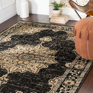 Sora Black 6 ft. 7 in. x 9 ft. 6 in. Oriental Area Rug