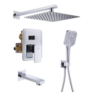 3-Spray Patterns with 9.8 in. Tub Wall Mount Dual Shower Heads in Spot Resist Chrome