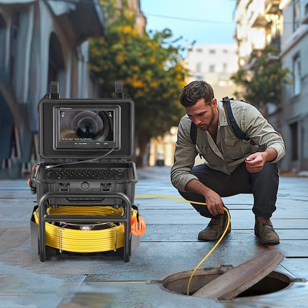 Sewer Camera 230 ft. /70 m, Self-Leveling Drain Camera with 512Hz 1080P HD 9 in. Screen Sewer Camera