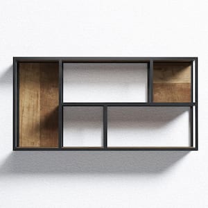 Bauhaus 10 in. D x 40 in. W x 20 in H Multi-Coloured Reclaimed Teak Floating Decorative Cubby Wall Shelves