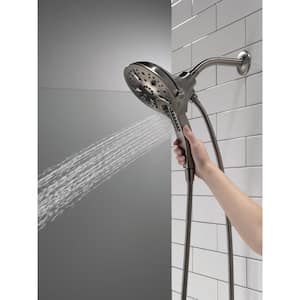 In2ition 5-Spray Patterns 1.75 GPM 6.25 in. Wall Mount Dual Shower Heads in Lumicoat Black Stainless