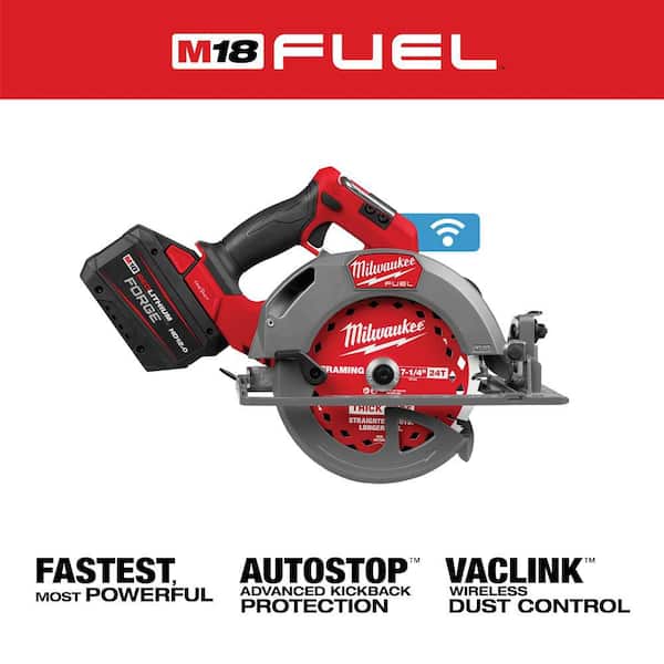 M18 FUEL ONE-KEY 18V Lithium-Ion Brushless Cordless 7-1/4 in. Circular Saw Kit w/ 12.0 Ah Battery and Charger