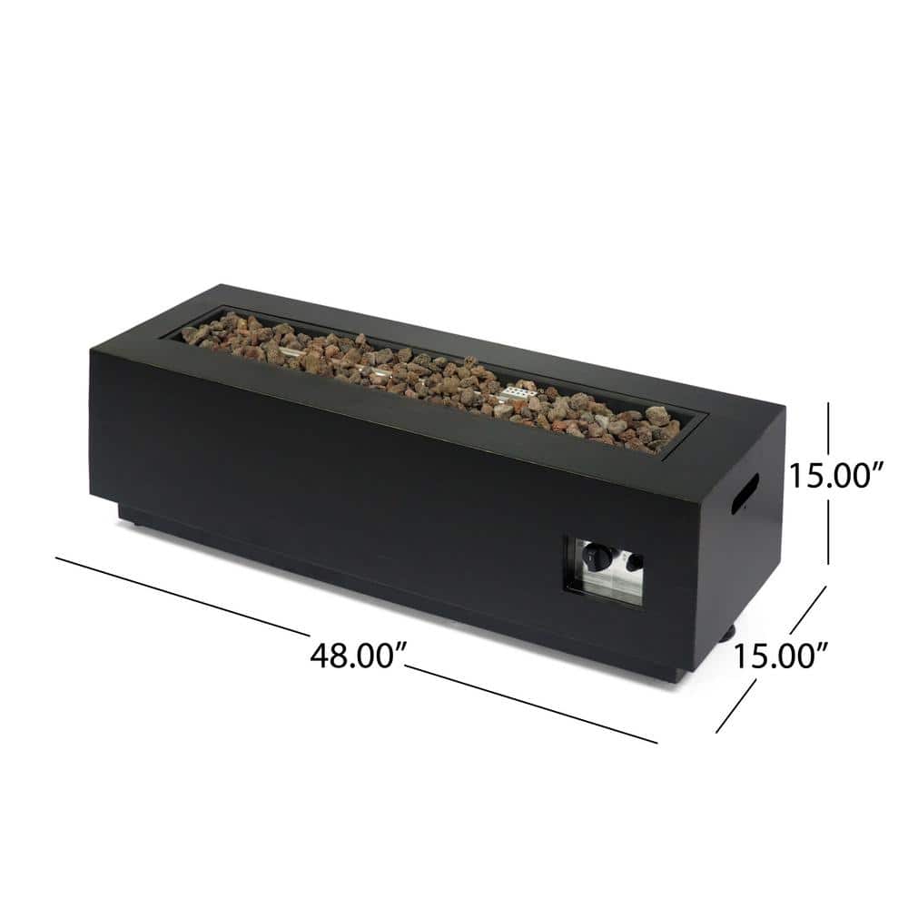 Brushed Brown Rectangular Gas Fire Pit Table with Tank Holder